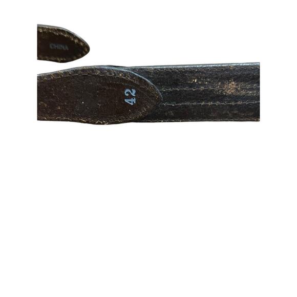 Brighton Brown Leather Nylon Inlay Braided Classic Gold Buckle Belt Size 42 - Picture 5 of 8